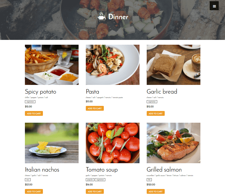 motopress free restaurant menu plugin layout