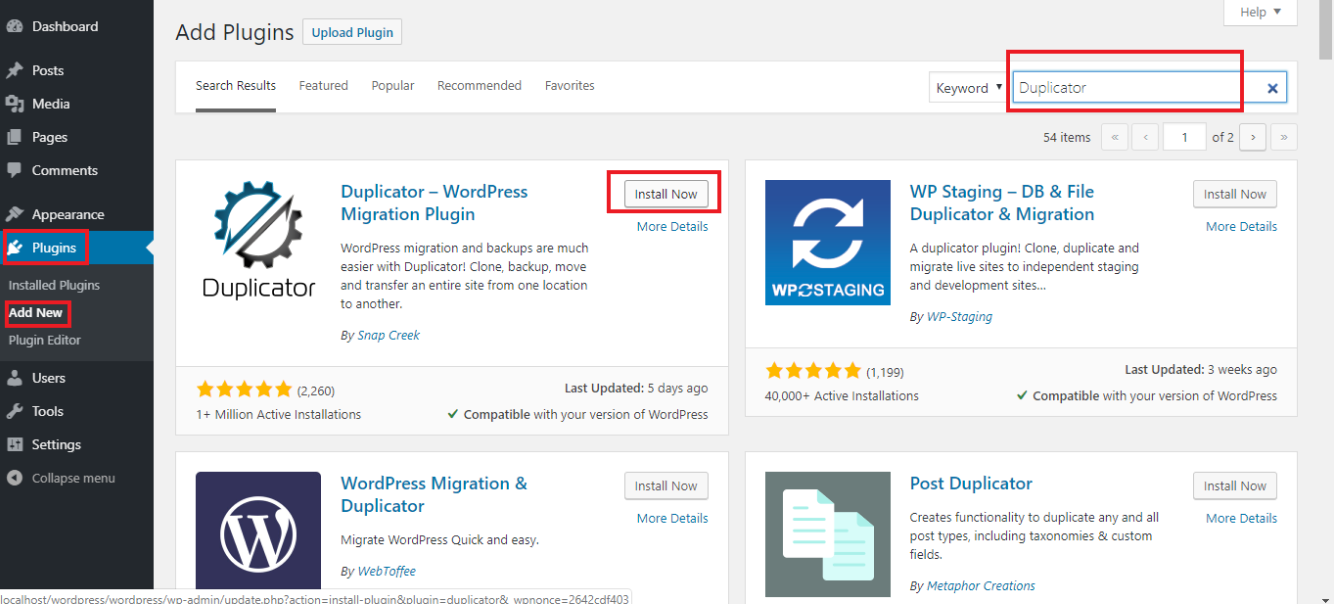 Upload wordpress