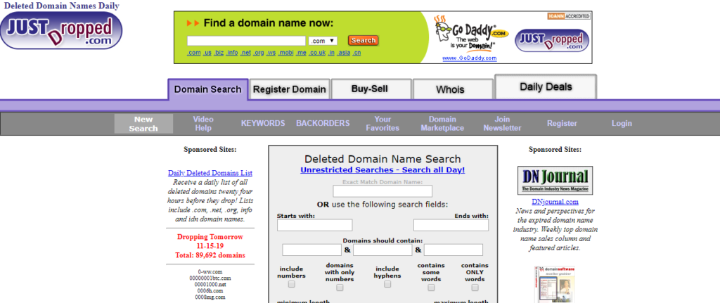 justdropped-1024x431 How To Buy A Domain Name That’s Already Registered In 2020 WPDev News  WordPress Tutorials  