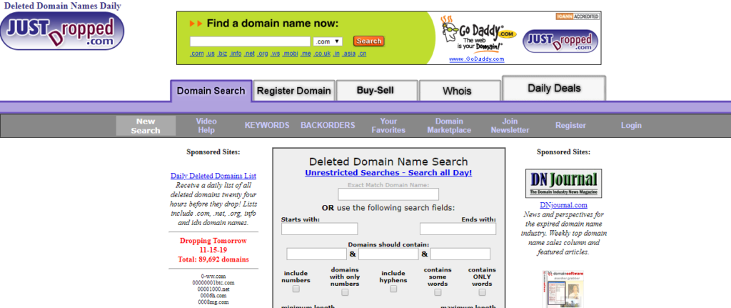 justdropped-1024x431 How To Buy A Domain Name That’s Already Registered In 2020 WPDev News WordPress Tutorials 
